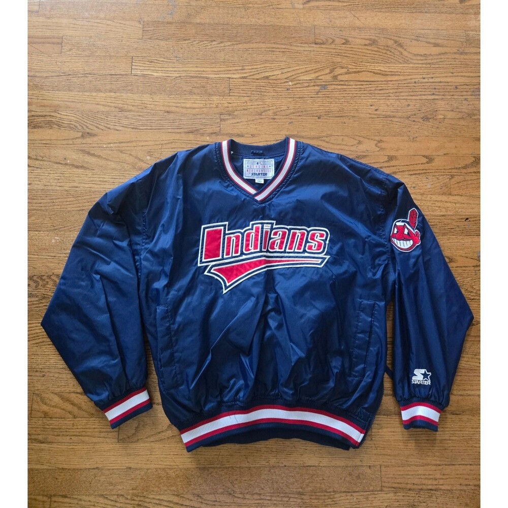 Vtg Starter Cleveland Indians Pullover Windbreaker Size Large MLB Baseball